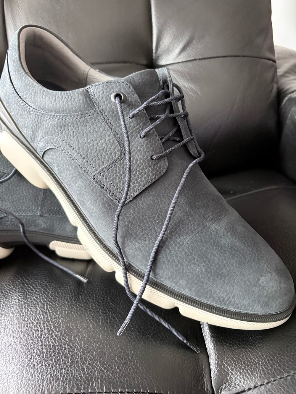 Johnston & Murphy Gray Nubuck Derby with Cream Sole